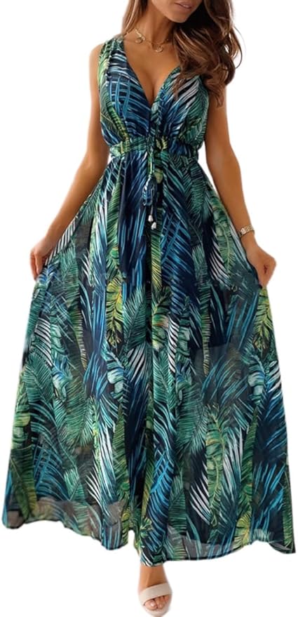 Vestido con Estampado Floral Sin Manga